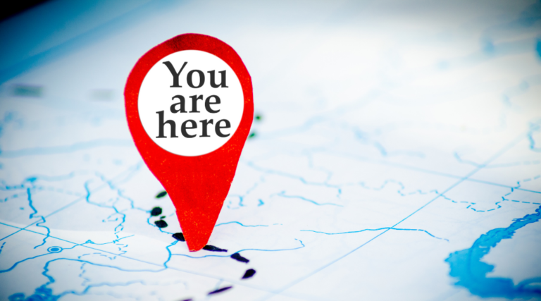 A map with a red location pin labeled "You are here.